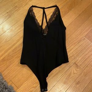Black halter bodysuit